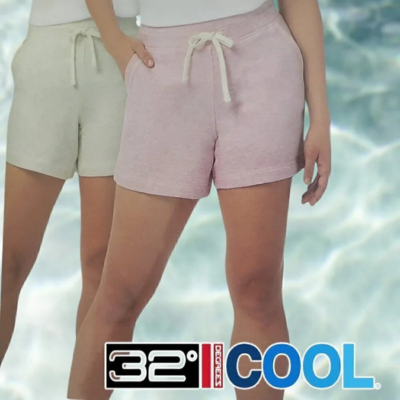 32 Degrees Cool | Ladies' Ultra Soft Shorts | 2 pack | New | White & Pink - Picture 1 of 6